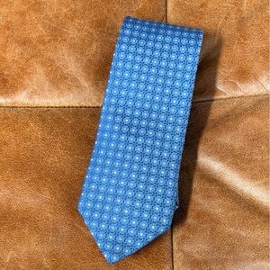 Eton Necktie Mens Blue geometric Silk Made in England Designer Luxury 61” x 3”